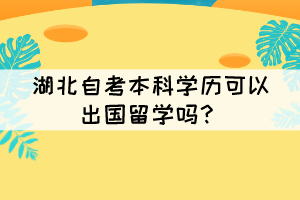 湖北自考本科学历可以出国留学吗？